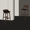 Antique Style Bar Stool Solid Wood Bar Stool Bar Stool Silent Style Bar Stool Nordic Bar Stool 3d model