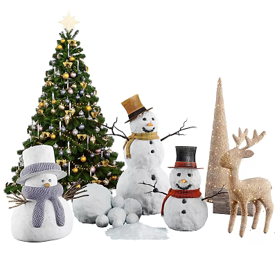 Snowman Christmas Tree Giraffe Snowball 3d model Snowman Christmas Tree Giraffe Snowball 3d model
