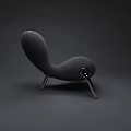 Modern Gray Leisure Chair With Curved Shape And Sleek Metal Legs