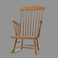 Traditional Wooden Rocking Chair With Slatted Back Armrests And Classic Design