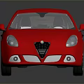 Modern Red Hatchback Car with Shiny Body Black Wheels and Reflection on Floor
