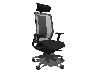 Ergonomic Office Chair with Mesh Backrest Headrest and Adjustable Armrests for Comfortable Working 3d model