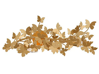 Golden Butterfly Decorative Wall Lamp With Ornate Leaf And Wing Details 3d model