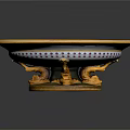 Elegant Decorative Bowl With Red Gold Patterns And Intricate Ornate Base Stand