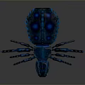 Detailed Blue Spider 3D Model With Glowing Eyes And Spiked Legs