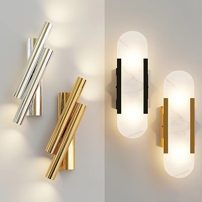 Modern Wall Lamps With Sleek Metal Gold Silver And Marble Design For Interior Lighting Decor 3d model
