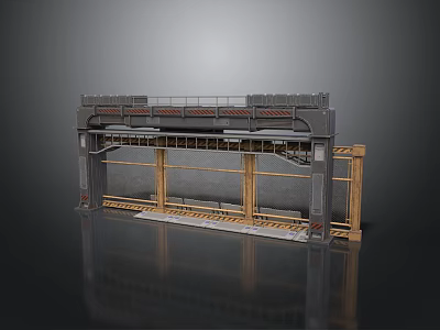 Industrial Structure Design With Metal Frame Platform And Wooden Tracks 3d model