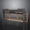 Industrial Structure Design With Metal Frame Platform And Wooden Tracks