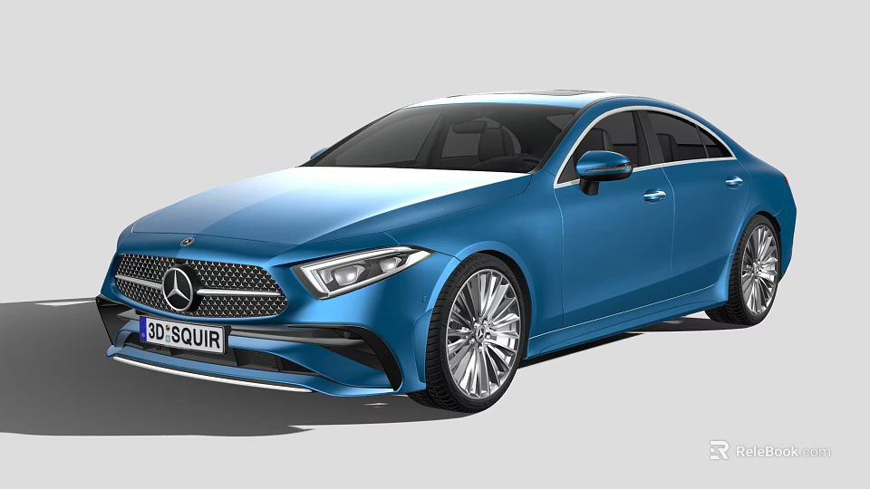 Blue Mercedes Luxury Sedan With Modern Stylish Exterior And Sleek Body Design 3d model 