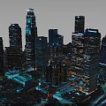 Detailed City Model With Skyscrapers Colorful Lights And Urban Structure Design