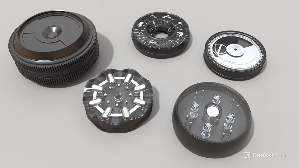 Industrial Equipment Components With Metal Circular Design And Precision Mechanical Parts 3d model 