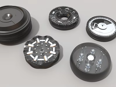 Industrial Equipment Components With Metal Circular Design And Precision Mechanical Parts 3d model