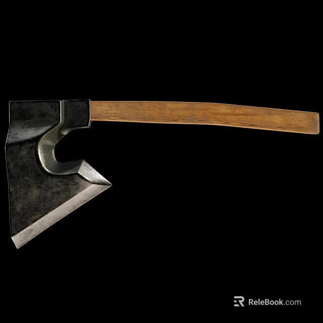 Vintage Axe Weapon With Metal Head And Wooden Handle On Black Background 3d model 