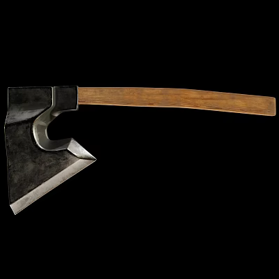 Vintage Axe Weapon With Metal Head And Wooden Handle On Black Background 3d model