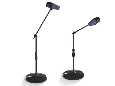 Two Office Microphones With Adjustable Stand And Black Base For Desktop Use 3d model