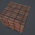 Sturdy Red Brick Stone Stack With Wooden Pallet Base Structure 3d model