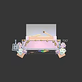 Vibrant Cartoon Balcony Scene With Colorful Bunting Rainbow Flag Flower Pots Black Lamp And Speakers