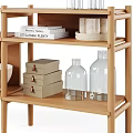 Modern Wooden Bathroom Cabinet Rack With Multi tier Shelves Books Bowls And Bottles