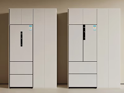 White Modern Refrigerators and Freezers With Multiple Doors Drawers Side by Side 3d model