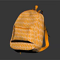 Bright Orange Backpack With Repeating Pattern Front Pocket And Orange Straps 3d model