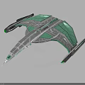 Futuristic Cosmic Spaceship With Aerodynamic Silver Green Transparent Design For Interstellar Exploration