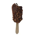 Tasty Chocolate Covered Ice Cream Bar With Crunchy Nut Toppings On Wooden Stick