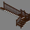 Classic Wooden Staircase With Curved Handrail Balusters White Steps And Landing