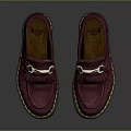 Burgundy Suede Loafers With Tassels Metallic Buckle And Yellow Stitched Soles