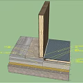 Building Wall Component Featuring Wooden Panel Layered Concrete Base Insulation And Waterproof Layers 3d model