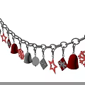 Festive Ornament Decor Set With Silver Chain Red Pendants Stars Gift Boxes Snowflakes Bells Hearts