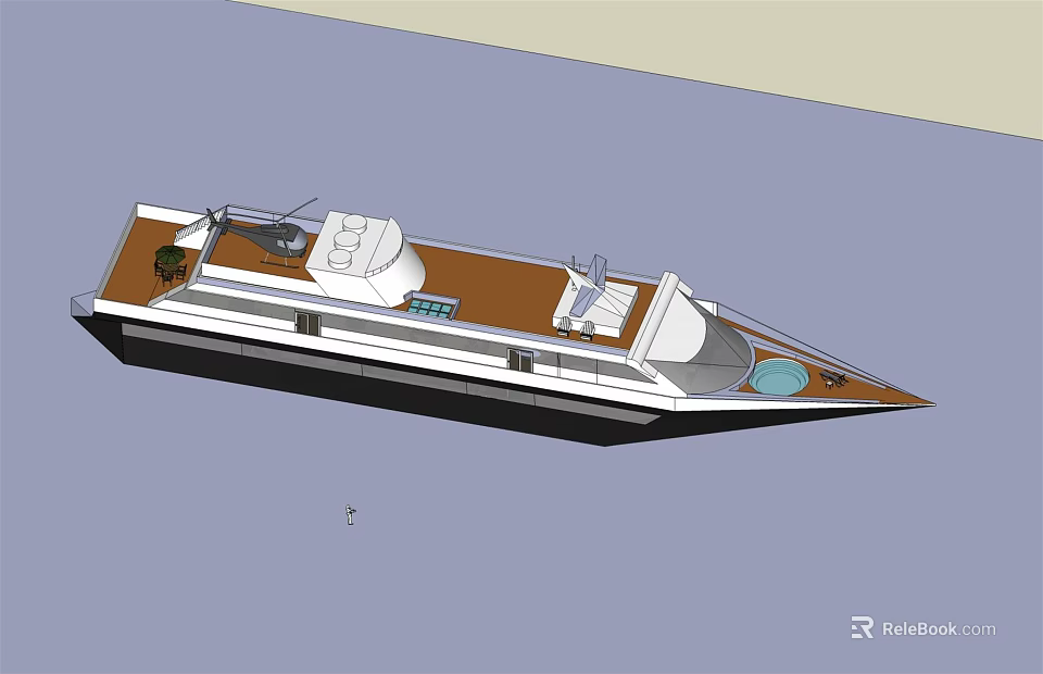 Luxury Yacht Featuring Helicopter Pool And Modern Design 3d model 