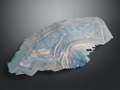 3D Mine Site Terrain Model with Roads Excavated Areas and Vegetation 3d model