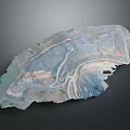 3D Mine Site Terrain Model with Roads Excavated Areas and Vegetation