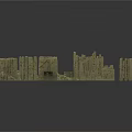 Detailed Ancient Stone Ruins With Fragmented Walls And Debris Pieces