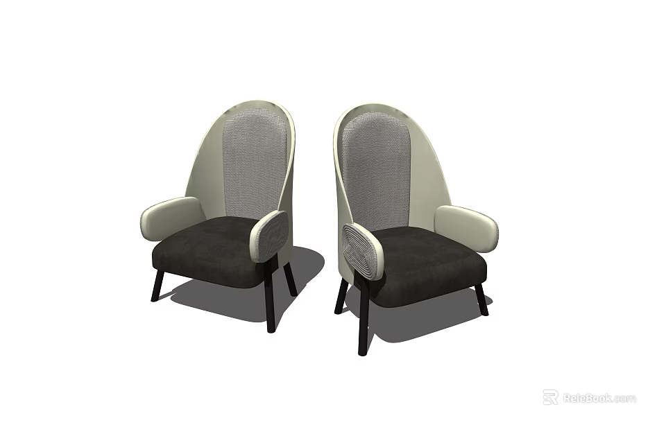 Modern Single Sofa with Light Gray Backrest Dark Gray Seat and Curved Arms 3d model 