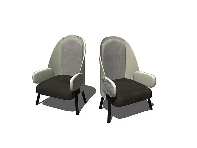 Modern Single Sofa with Light Gray Backrest Dark Gray Seat and Curved Arms 3d model