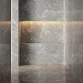 Modern Gray Marble Wall Component With Recessed Lighting For Interior Decor 3d model