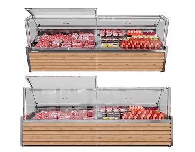 Modern Freezer Refrigerated Display Cabinet Fresh Pork 3d model