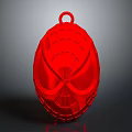 Red Egg Shaped Household Decorative Accessory With Spider Web Texture And Loop Handle On Top