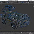 Military Vehicle With Missile Launchers Cannon And Steering Control Equipment