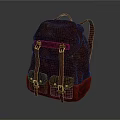 Vintage Brownish Red Leather Backpack With Metal Buckles Multiple Pockets And Shoulder Straps