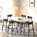 Minimalist Dining Table And Chairs Set With Oval White Tabletop Black Chairs And White Seats