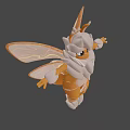 Cute Orange Game Movie Character With Big Eyes White Fur And Transparent Wings