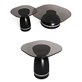 Elegant Glass Top Side Table with Black Base and Decorative Design Features 3d model