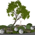 Plant combination landscape modeling tree cover shrub green plant pile 3d model