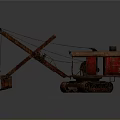 Vintage Tracked Mechanical Model With Red Cabin And Metal Arm Structure 3d model