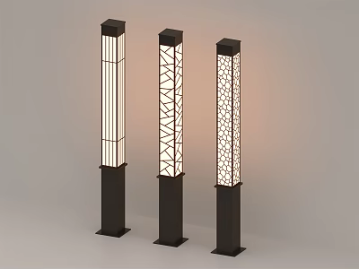 Outdoor Garden Lights With Modern Decorative Column Patterns And Illuminated Design 3d model