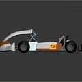 White And Orange Open Frame Kart With Transparent Cockpit And Black Wheels