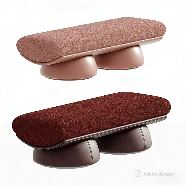 Modern Cushioned Stools In Light And Dark Brown With Supportive Legs Design 3d model 