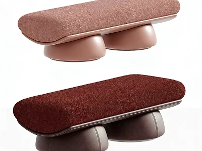 Modern Cushioned Stools In Light And Dark Brown With Supportive Legs Design 3d model